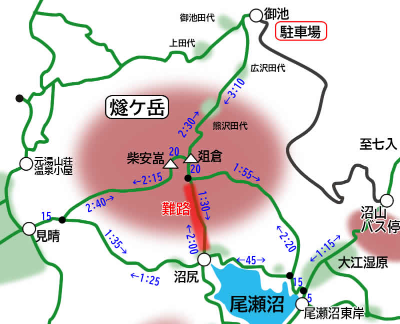 燧ケ岳の地図